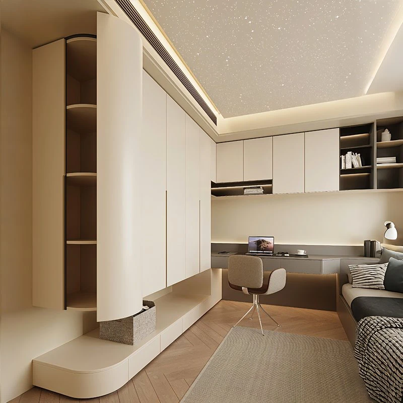Handleless Floating Cream Wardrobe Doors