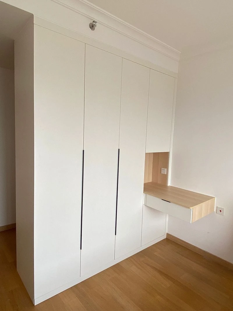 White Integrated wardrobe and floating nightstand001 White Integrated wardrobe and floating nightstand001